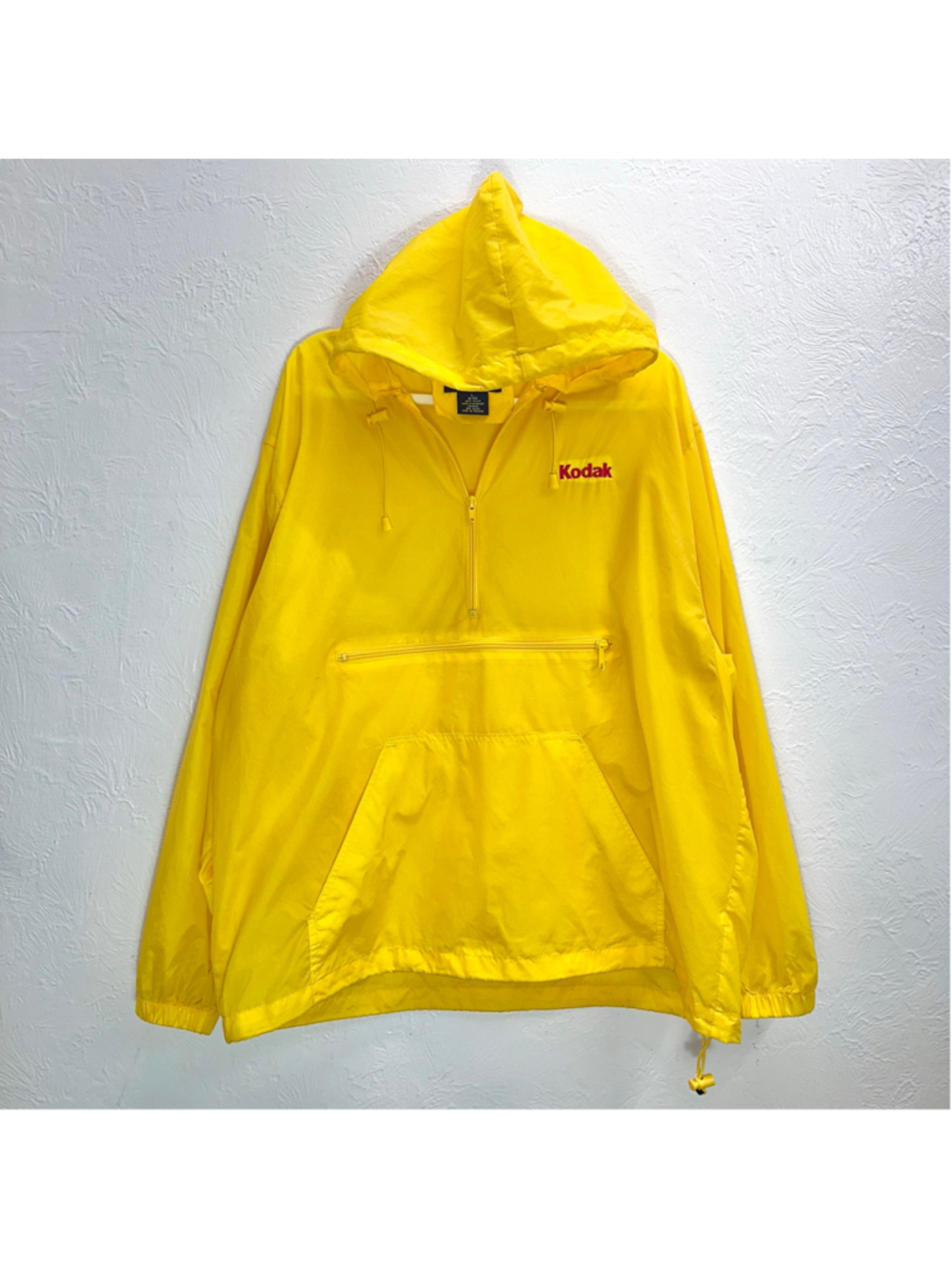 Vintage 90s Kodak Luna Pier Hooded Windbreaker Jacket Mens Large Yellow Anorak